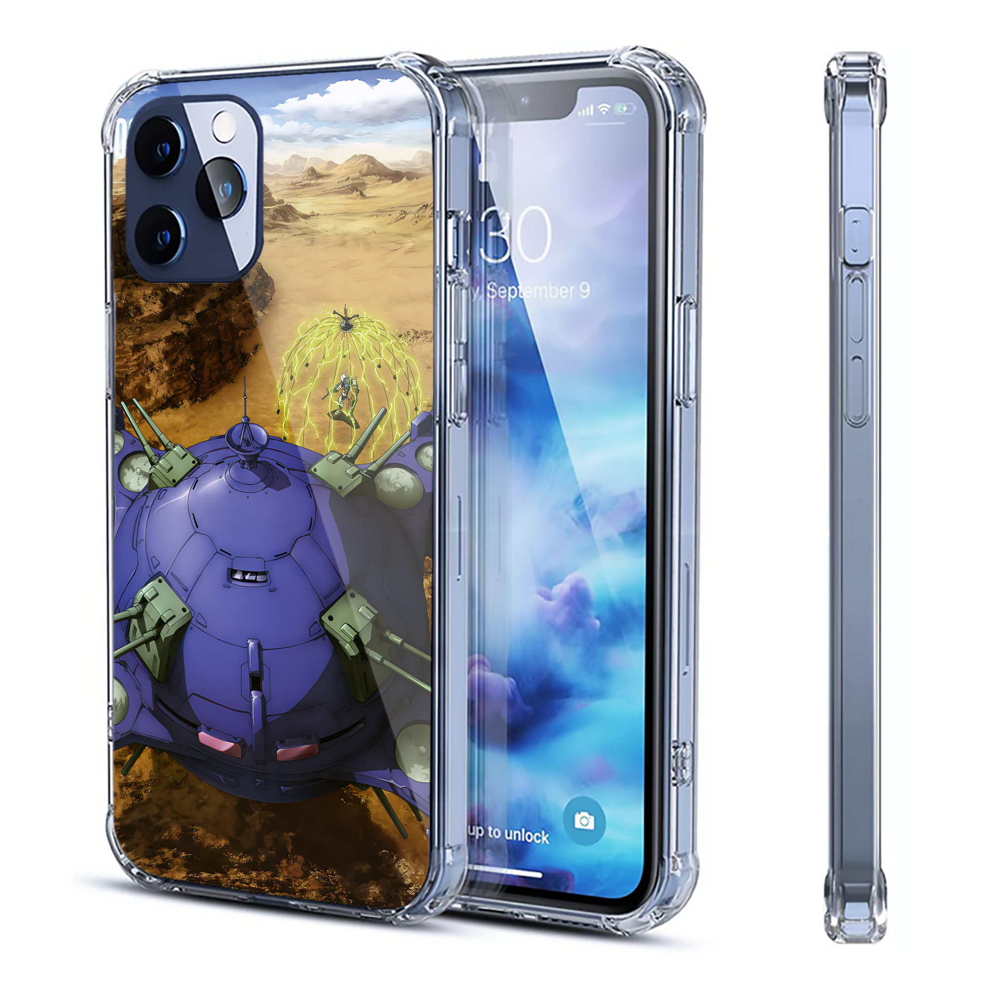 （画像用） 機動戦士ガンダム Mobile Suit Gundam 【iPhone 12シリーズ対応】透明スマホケース（クリアソフトケース）